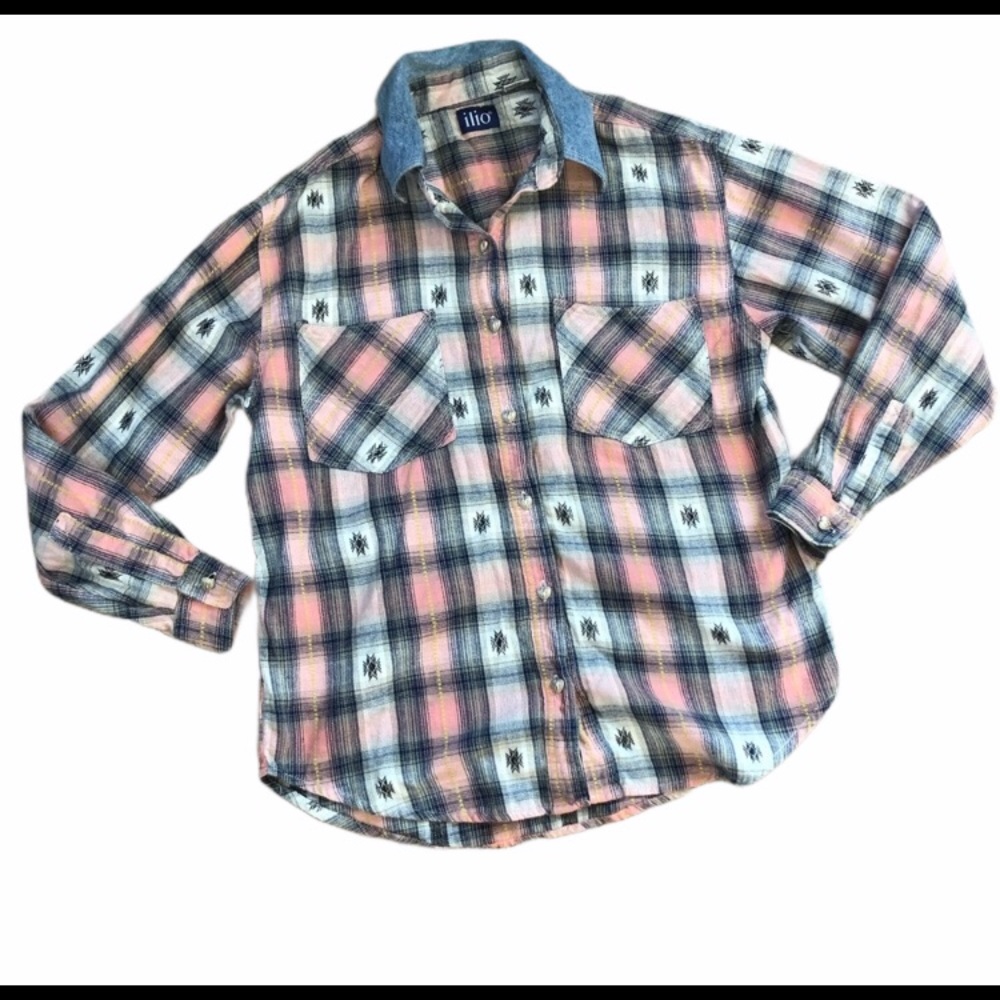 Vintage Ilio western style button up flann…